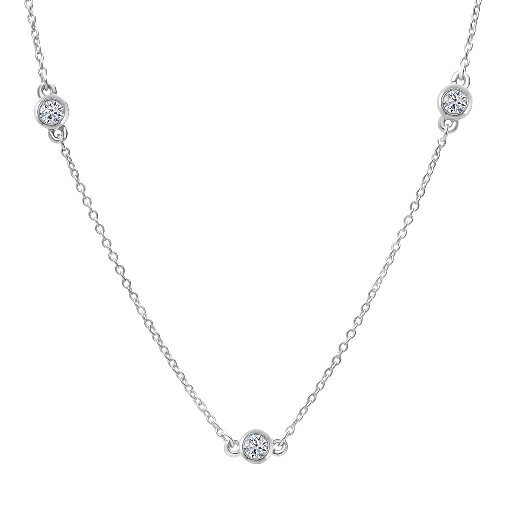 Luxuriant - Lab Grown Diamond (SI/G-H) Necklace (Size - 20+2 Inch) in Rhodium Overlay Sterling Silver 0.50 Ct_8437542_2