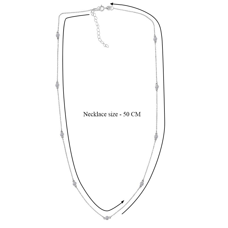 LUXURIANT 0.5 Ct. Lab Grown Diamond Station Necklace (Size - 20-2 Inch) in Rhodium Overlay Sterling Silver (SI-GH) 8437542 5