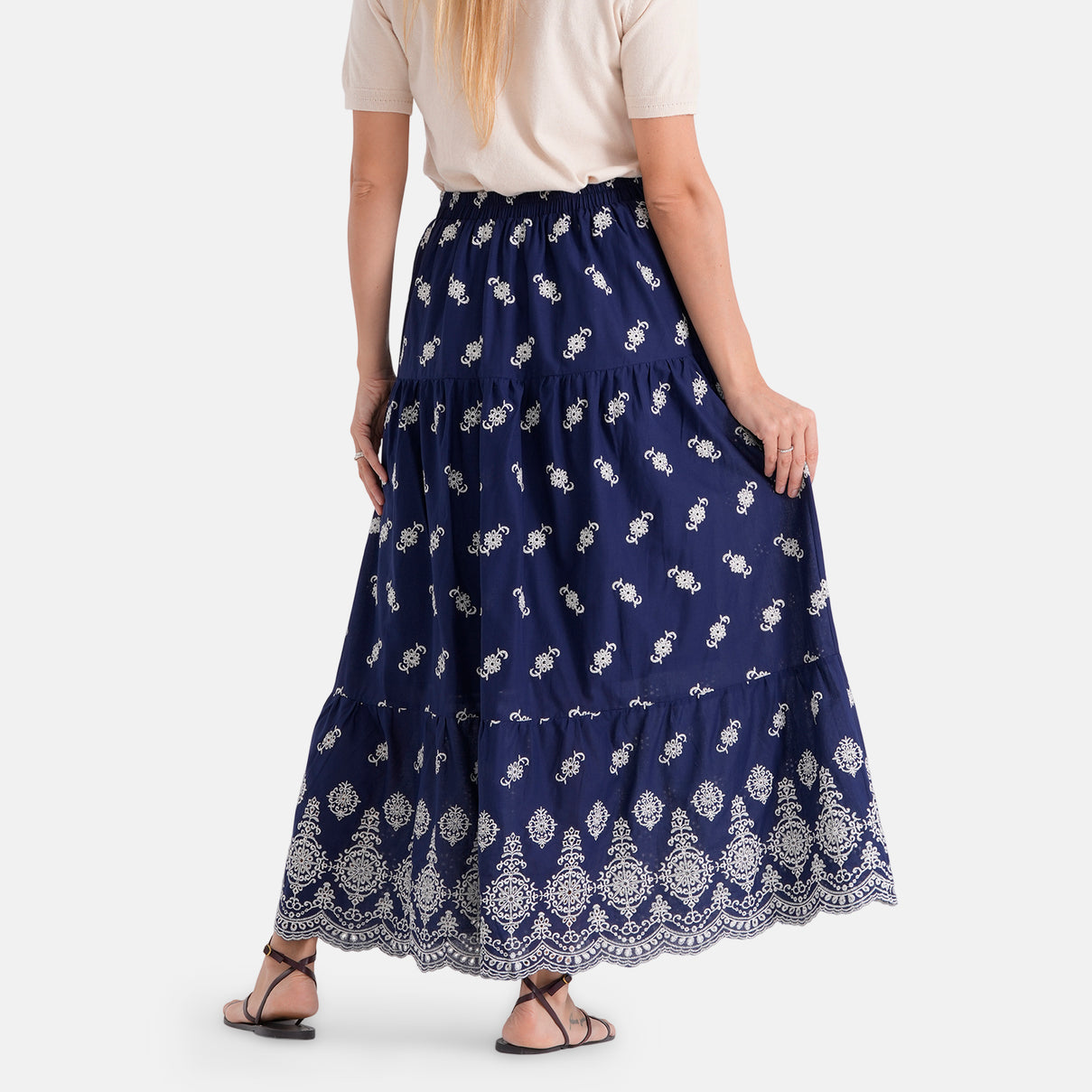 La Marey Cotton Embroidery Skirt (Size - XL) - Navy Blue 8437545 2