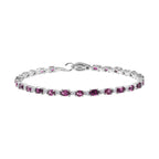 D'Joy Natural Radiant Ember Garnet & Moissanite Tennis Bracelet (Size - 7.5) with GB Lock Box in Rhodium Overlay Sterling Silver 6.88 Ct._8437769