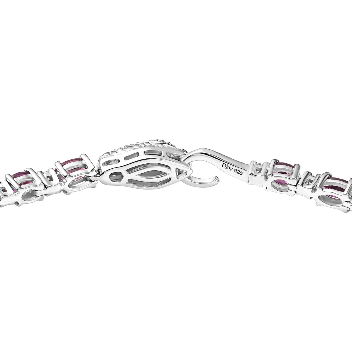 D'Joy Natural Radiant Ember Garnet &amp; Moissanite Tennis Bracelet (Size - 7.5) with GB Lock Box in Rhodium Overlay Sterling Silver 6.88 Ct. 8437769 4