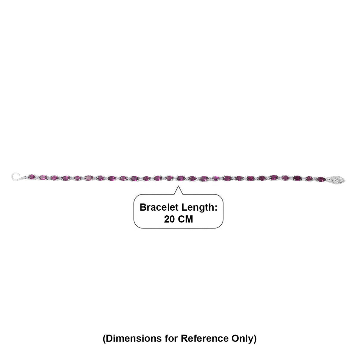 D'Joy Natural Radiant Ember Garnet &amp; Moissanite Tennis Bracelet (Size - 7.5) with GB Lock Box in Rhodium Overlay Sterling Silver 6.88 Ct. 8437769 5