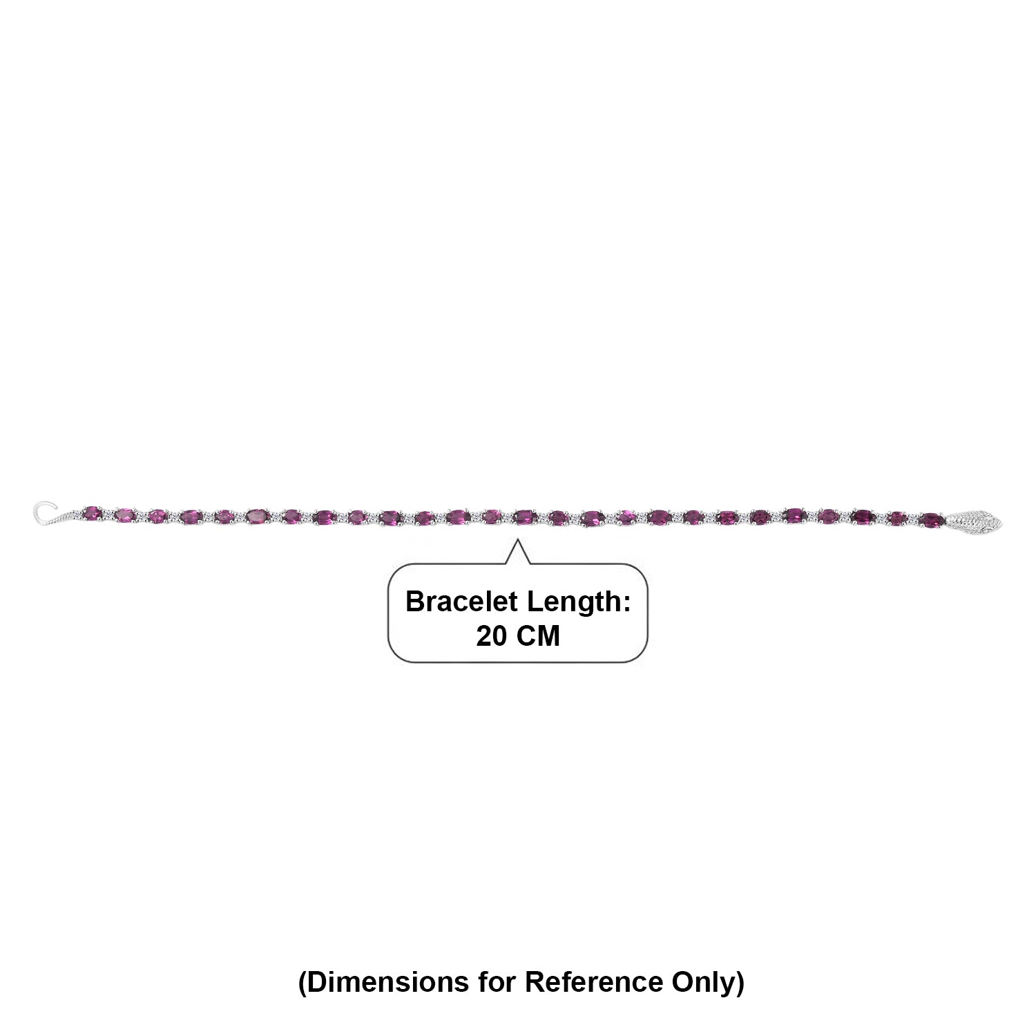 D'Joy Natural Radiant Ember Garnet &amp; Moissanite Tennis Bracelet (Size - 7.5) with GB Lock Box in Rhodium Overlay Sterling Silver 6.88 Ct. 8437769 5