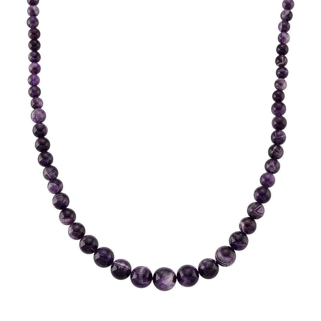 D'Joy African Amethyst Beads Necklace (Size - 20) with Magnetic Lock in Rhodium Overlay Sterling Silver 375.00 Ct._8438368