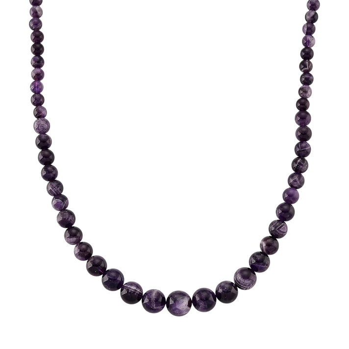 D'Joy African Amethyst Beads Necklace (Size - 20) with Magnetic Lock in Rhodium Overlay Sterling Silver 375.00 Ct. 8438368 1
