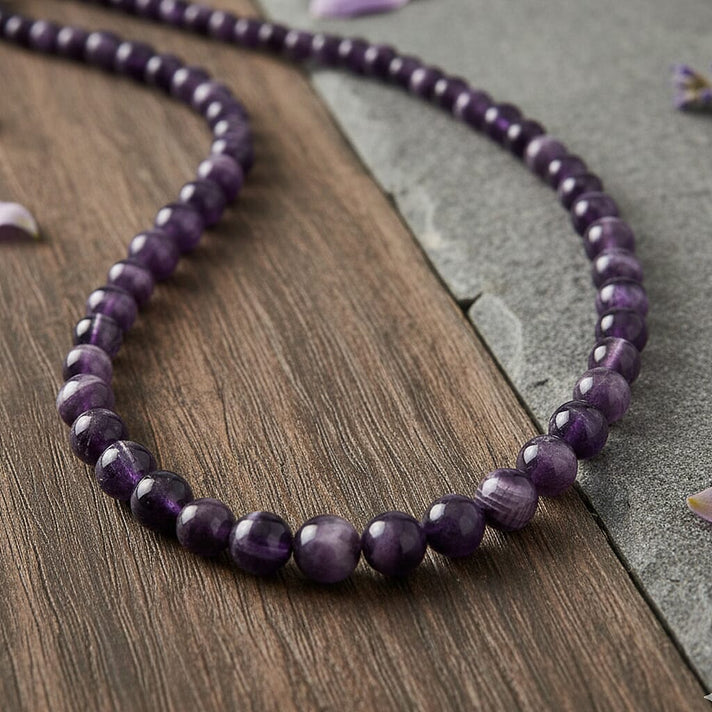 D'Joy African Amethyst Beads Necklace (Size - 20) with Magnetic Lock in Rhodium Overlay Sterling Silver 375.00 Ct. 8438368 2