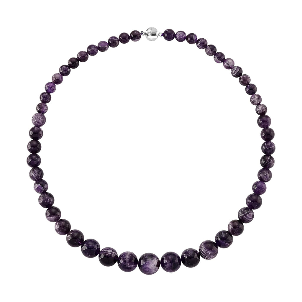 D'Joy African Amethyst Beads Necklace (Size - 20) with Magnetic Lock in Rhodium Overlay Sterling Silver 375.00 Ct._8438368_3