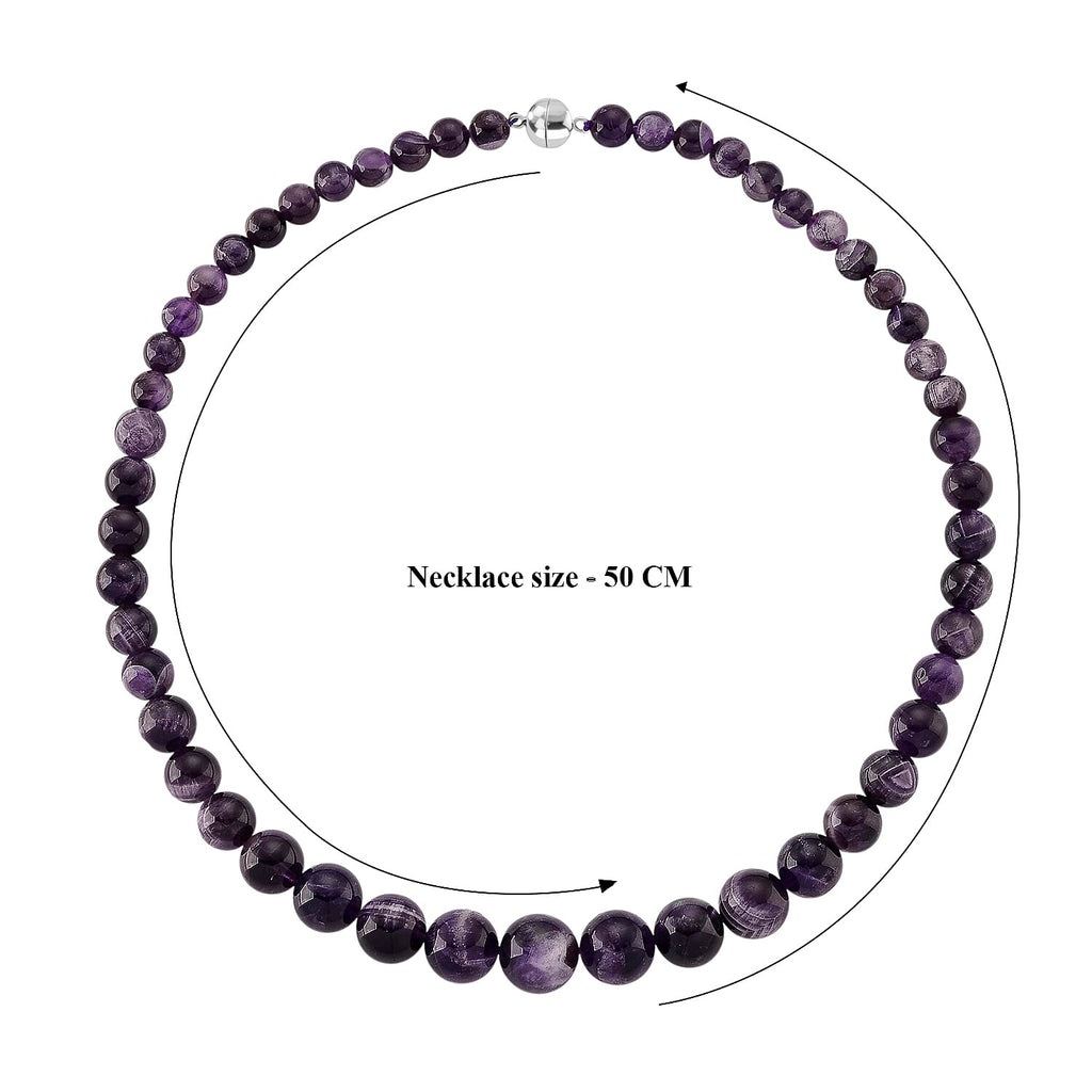 D'Joy African Amethyst Beads Necklace (Size - 20) with Magnetic Lock in Rhodium Overlay Sterling Silver 375.00 Ct._8438368_5
