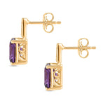 D'Joy - AAA African Amethyst Solitaire Earring with Push Back in Yellow Gold Plated Sterling Silver 2.85 Ct._8438721_3