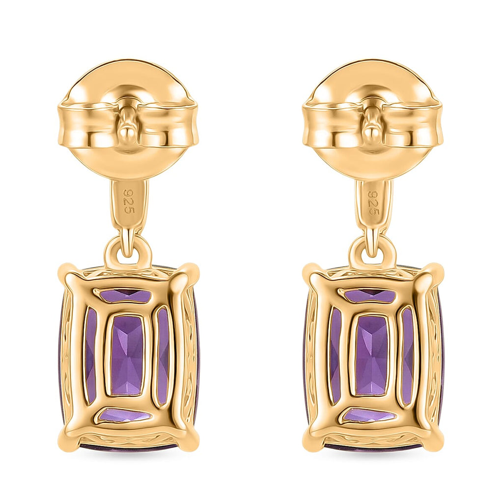 D'Joy - AAA African Amethyst Solitaire Earring with Push Back in Yellow Gold Plated Sterling Silver 2.85 Ct._8438721_4