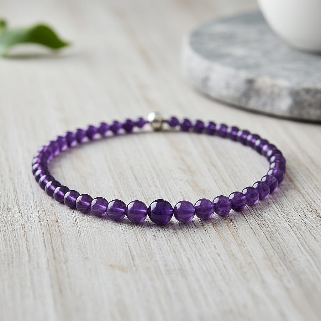 IMPERIAL ZAMBIAN AURA - AAA Zambian Amethyst Graduated Necklace (Size - 20) with Magnetic Lock in Rhodium Overlay Sterling Silver 353.00 Ct. 8438864 2