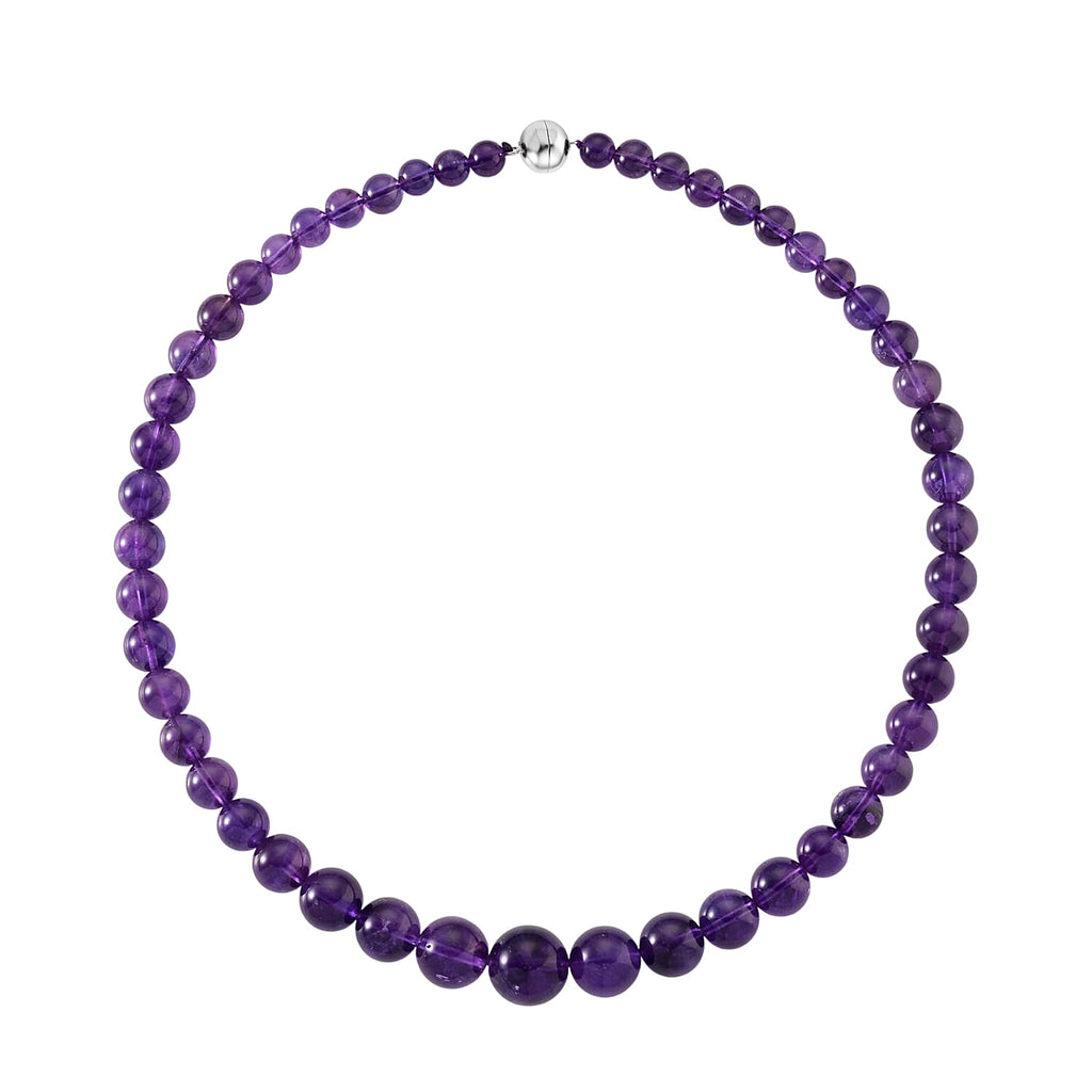 IMPERIAL ZAMBIAN AURA - AAA Zambian Amethyst Graduated Necklace (Size - 20) with Magnetic Lock in Rhodium Overlay Sterling Silver 353.00 Ct._8438864_3