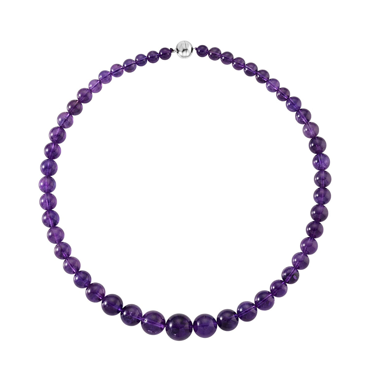 IMPERIAL ZAMBIAN AURA - AAA Zambian Amethyst Graduated Necklace (Size - 20) with Magnetic Lock in Rhodium Overlay Sterling Silver 353.00 Ct. 8438864 4