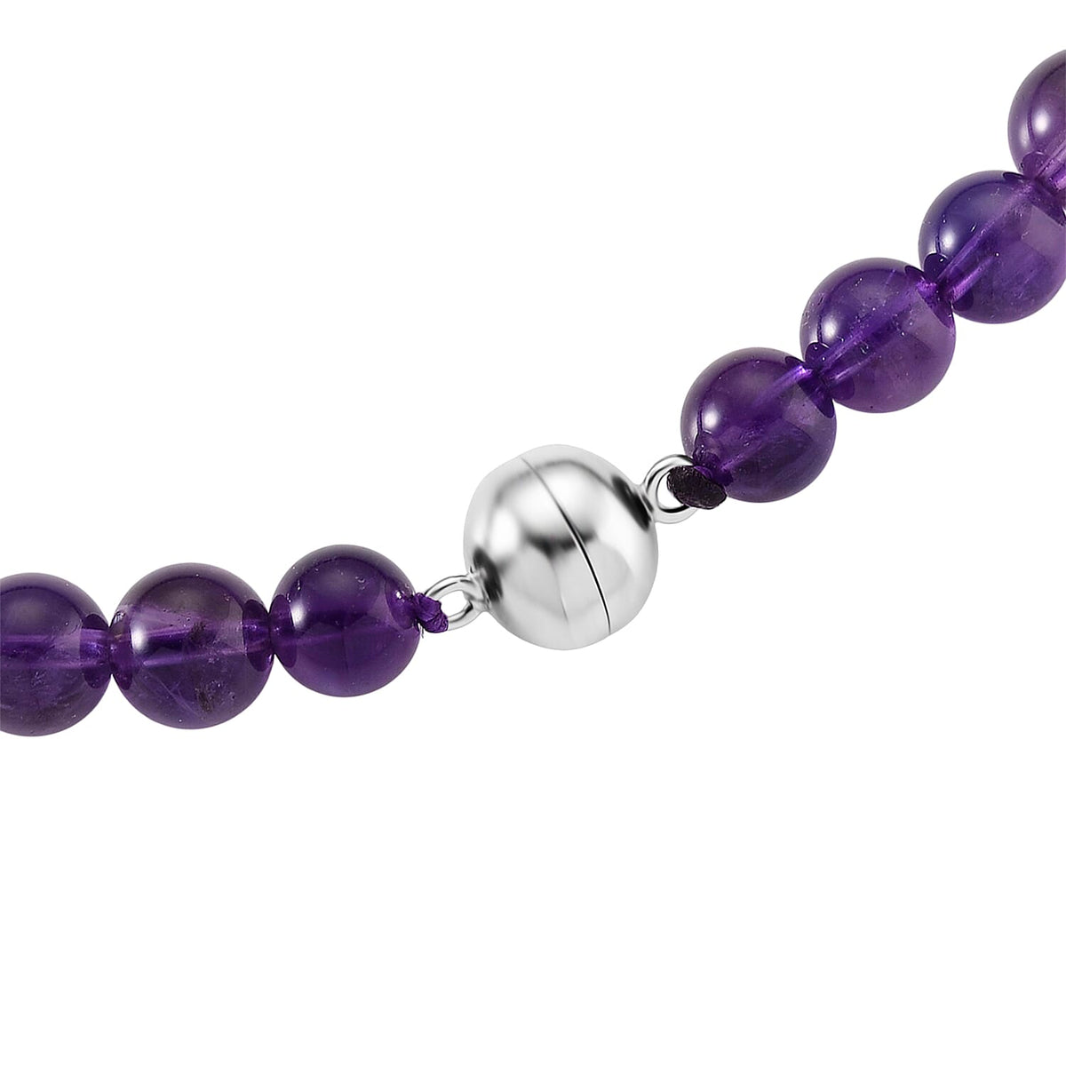 IMPERIAL ZAMBIAN AURA - AAA Zambian Amethyst Graduated Necklace (Size - 20) with Magnetic Lock in Rhodium Overlay Sterling Silver 353.00 Ct. 8438864 5