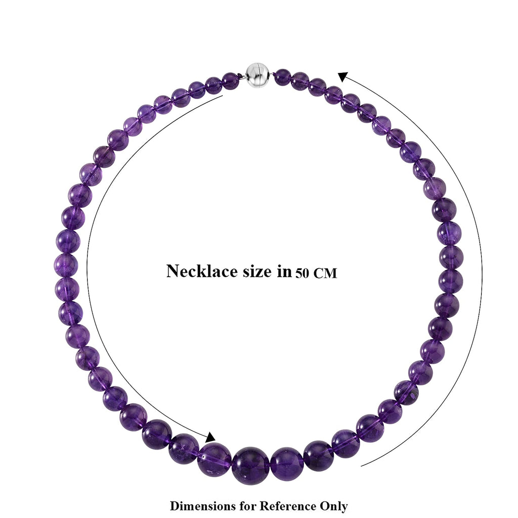 IMPERIAL ZAMBIAN AURA - AAA Zambian Amethyst Graduated Necklace (Size - 20) with Magnetic Lock in Rhodium Overlay Sterling Silver 353.00 Ct._8438864_5