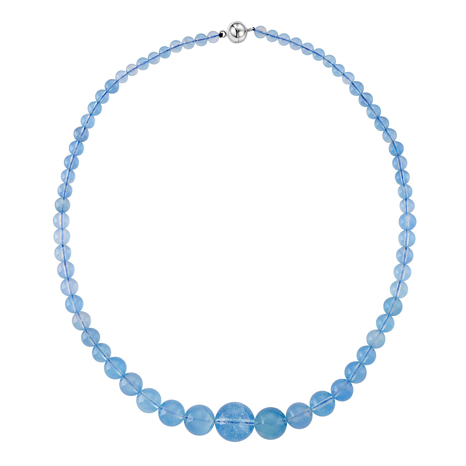 AAA Brazilian Santa Maria Aquamarine Necklace (Size - 20) with Magnetic Lock in Rhodium Overlay Sterling Silver 240.00 Ct. 8438866 0