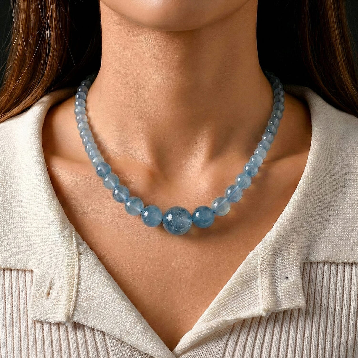 AAA Brazilian Santa Maria Aquamarine Necklace (Size - 20) with Magnetic Lock in Rhodium Overlay Sterling Silver 240.00 Ct. 8438866 2