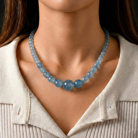AAA Brazilian Santa Maria Aquamarine Necklace (Size - 20) with Magnetic Lock in Rhodium Overlay Sterling Silver 240.00 Ct. 8438866 2
