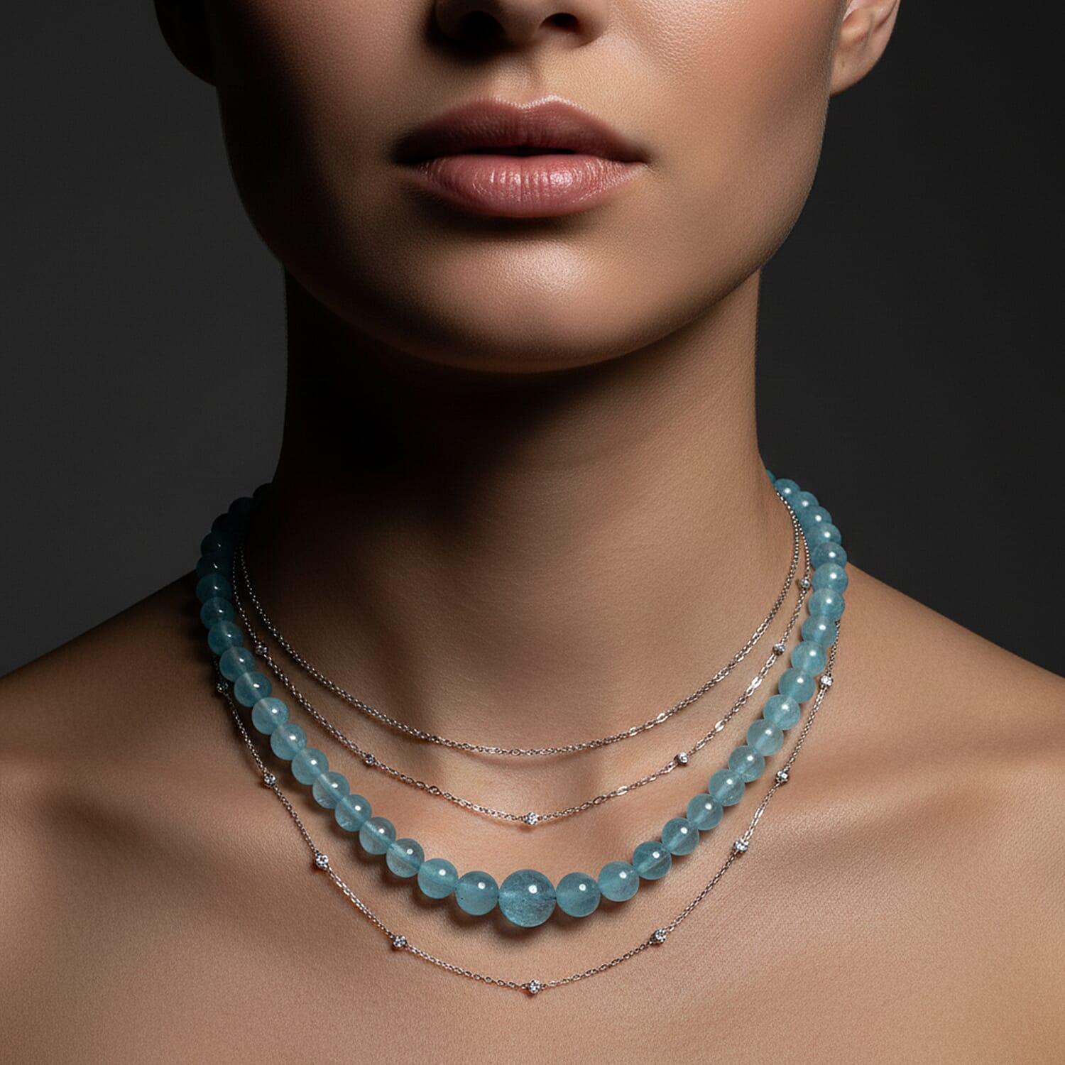 AAA Brazilian Santa Maria Aquamarine Necklace (Size - 20) with Magnetic Lock in Rhodium Overlay Sterling Silver 240.00 Ct. 8438866 3