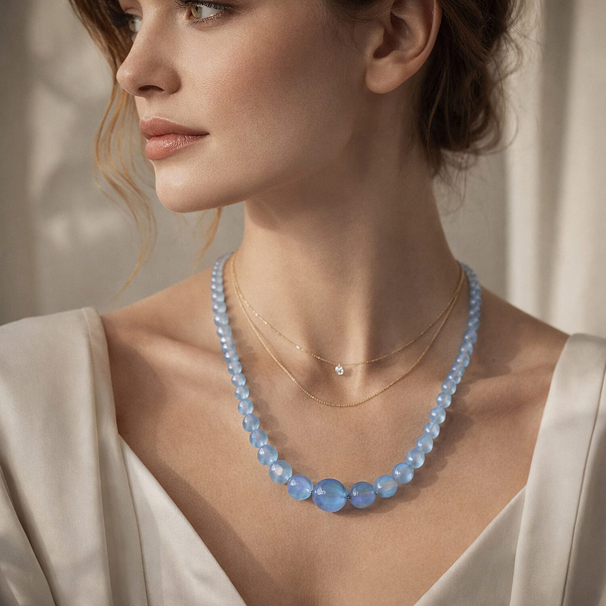 AAA Brazilian Santa Maria Aquamarine Necklace (Size - 20) with Magnetic Lock in Rhodium Overlay Sterling Silver 240.00 Ct. 8438866 4