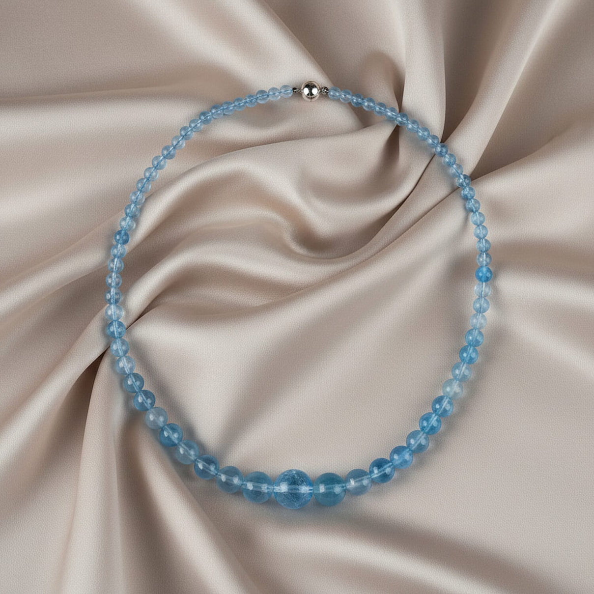 AAA Brazilian Santa Maria Aquamarine Necklace (Size - 20) with Magnetic Lock in Rhodium Overlay Sterling Silver 240.00 Ct. 8438866 5