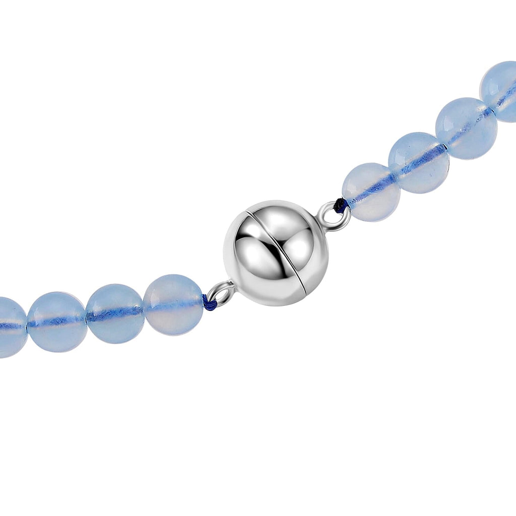 AAA Brazilian Santa Maria Aquamarine Necklace (Size - 20) with Magnetic Lock in Rhodium Overlay Sterling Silver 240.00 Ct.