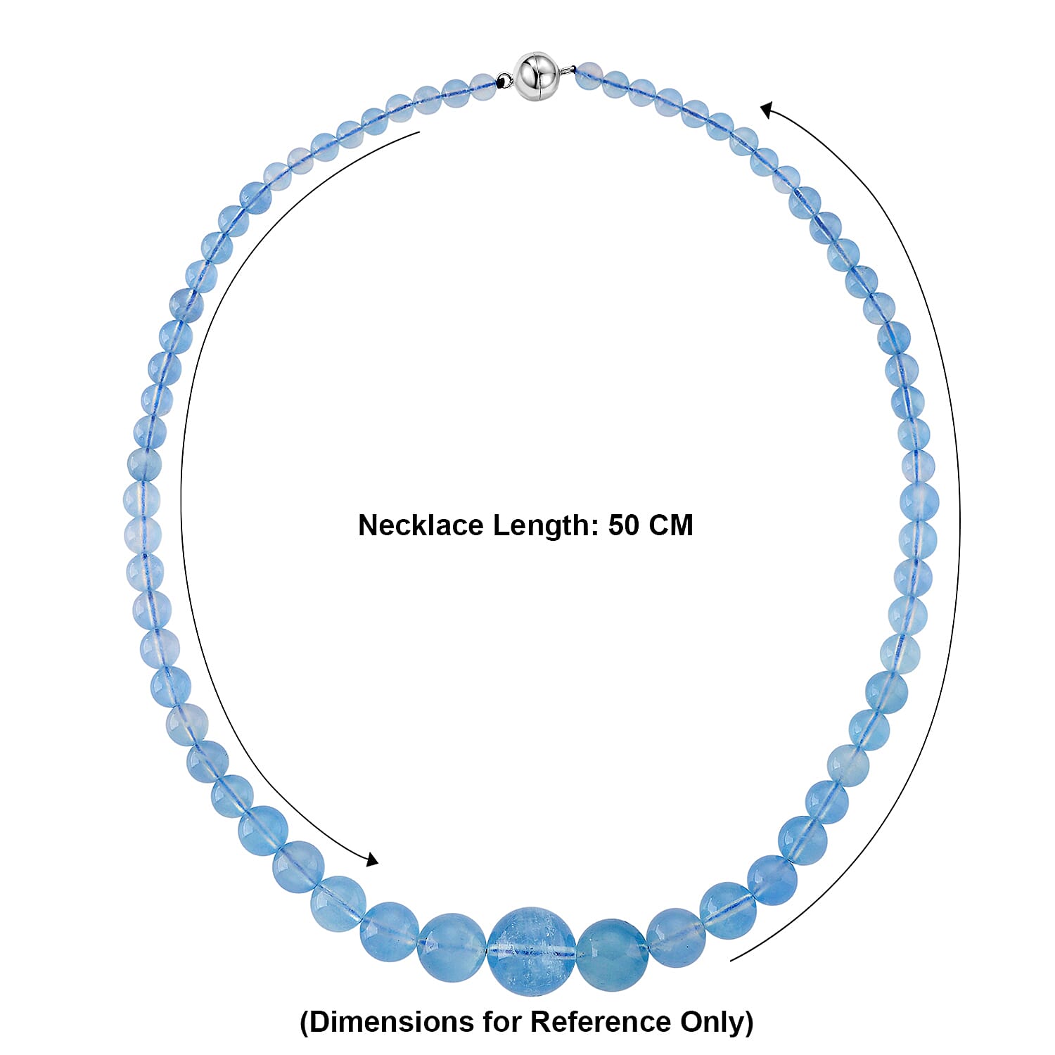 AAA Brazilian Santa Maria Aquamarine Necklace (Size - 20) with Magnetic Lock in Rhodium Overlay Sterling Silver 240.00 Ct. 8438866 7