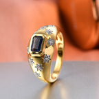 D'Joy AAA Natural Kashmir Kyanite Octagon & White Zircon Star Signet Ring in Yellow Gold Plated Sterling Silver_8438916_2