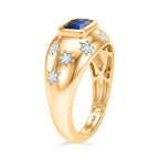 D'Joy AAA Natural Kashmir Kyanite Octagon & White Zircon Star Signet Ring in Yellow Gold Plated Sterling Silver_8438916_3