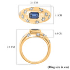 D'Joy AAA Natural Kashmir Kyanite Octagon & White Zircon Star Signet Ring in Yellow Gold Plated Sterling Silver_8438916_5