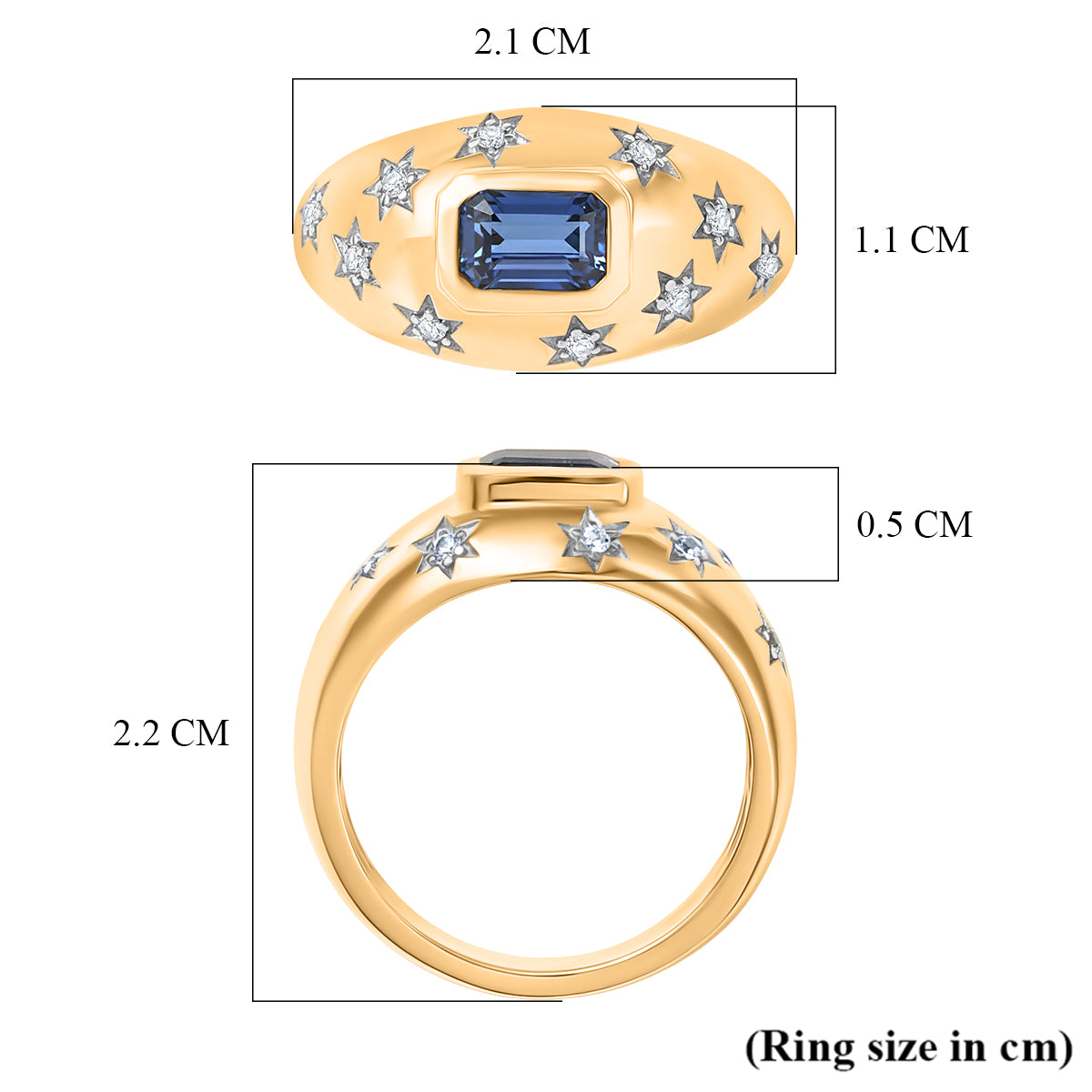 D'Joy AAA Kyanite, White Zircon Ring in Yellow Gold Plated Sterling Silver V32519961 6