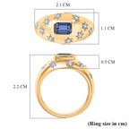 D'Joy AAA Natural Kashmir Kyanite Octagon & White Zircon Star Signet Ring in Yellow Gold Plated Sterling Silver_8438917_5