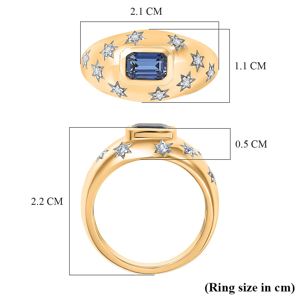 D'Joy AAA Kyanite, White Zircon Ring in Yellow Gold Plated Sterling Silver V32538803 6