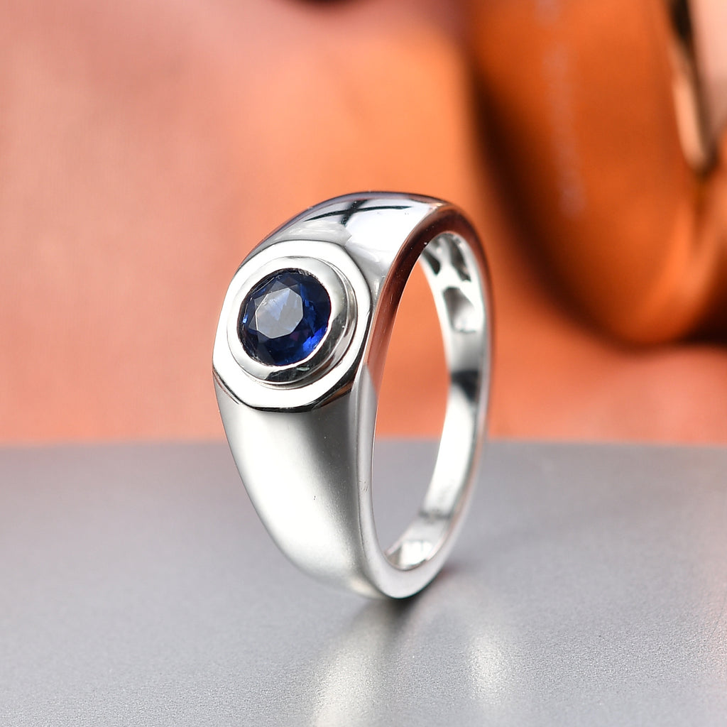 D'Joy AAA Natural Kashmir Kyanite Solitaire Ring in Rhodium Overlay Sterling Silver 1.03 Ct._8438947_2
