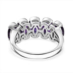 D'Joy AAA African Amethyst 5 Stone Ring in Platinum Overlay Sterling Silver 3.50 Ct._8438951