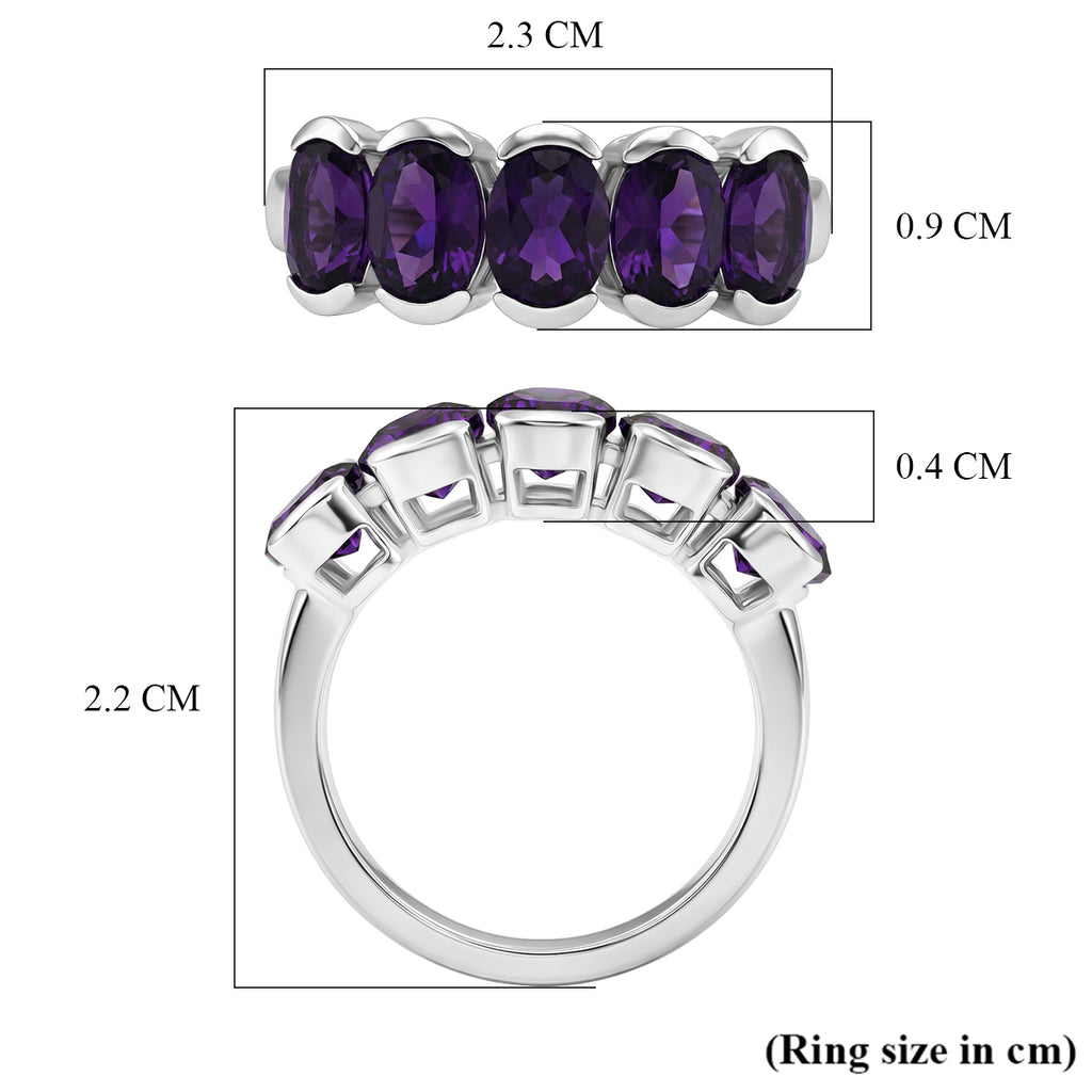 D'Joy AAA African Amethyst 5 Stone Ring in Platinum Overlay Sterling Silver 3.50 Ct._8438951_5