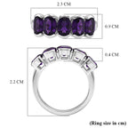 D'Joy AAA African Amethyst 5 Stone Ring in Platinum Overlay Sterling Silver 3.50 Ct._8438951