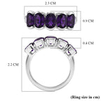 D'Joy AAA African Amethyst 5 Stone Ring in Platinum Overlay Sterling Silver 3.50 Ct._8438952_5