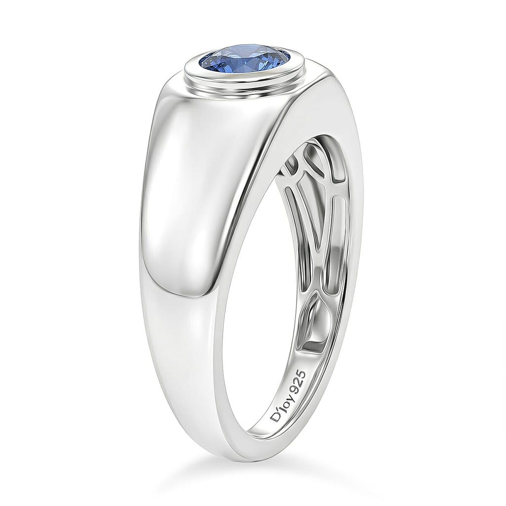 D'Joy AAA Natural Kashmir Kyanite Solitaire Ring in Rhodium Overlay Sterling Silver 1.03 Ct._8438954_3