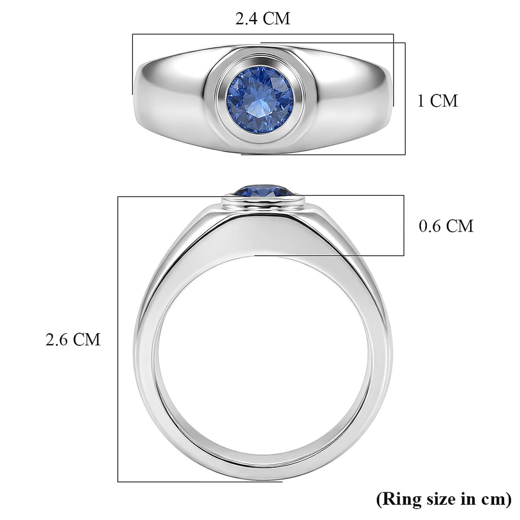 D'Joy AAA Natural Kashmir Kyanite Solitaire Ring in Rhodium Overlay Sterling Silver 1.03 Ct._8438954_5