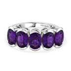 D'Joy AAA African Amethyst 5 Stone Ring in Platinum Overlay Sterling Silver 3.50 Ct._8438960