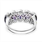 D'Joy AAA African Amethyst 5 Stone Ring in Platinum Overlay Sterling Silver 3.50 Ct._8438960_4