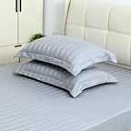 LIVMORE 6-Piece Luxury Hotel-Style Striped Bedding Sheet Set - Inc. Duvet Cover, Fitted Sheet, 2 Housewife Pillowcases & 2 Oxford Pillowcases (200 x 200 cm, Double) - Light Grey_8438986_3