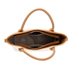 Designer Inspired Tote Handbag with Shoulder Strap - Brown & White_8439188_5