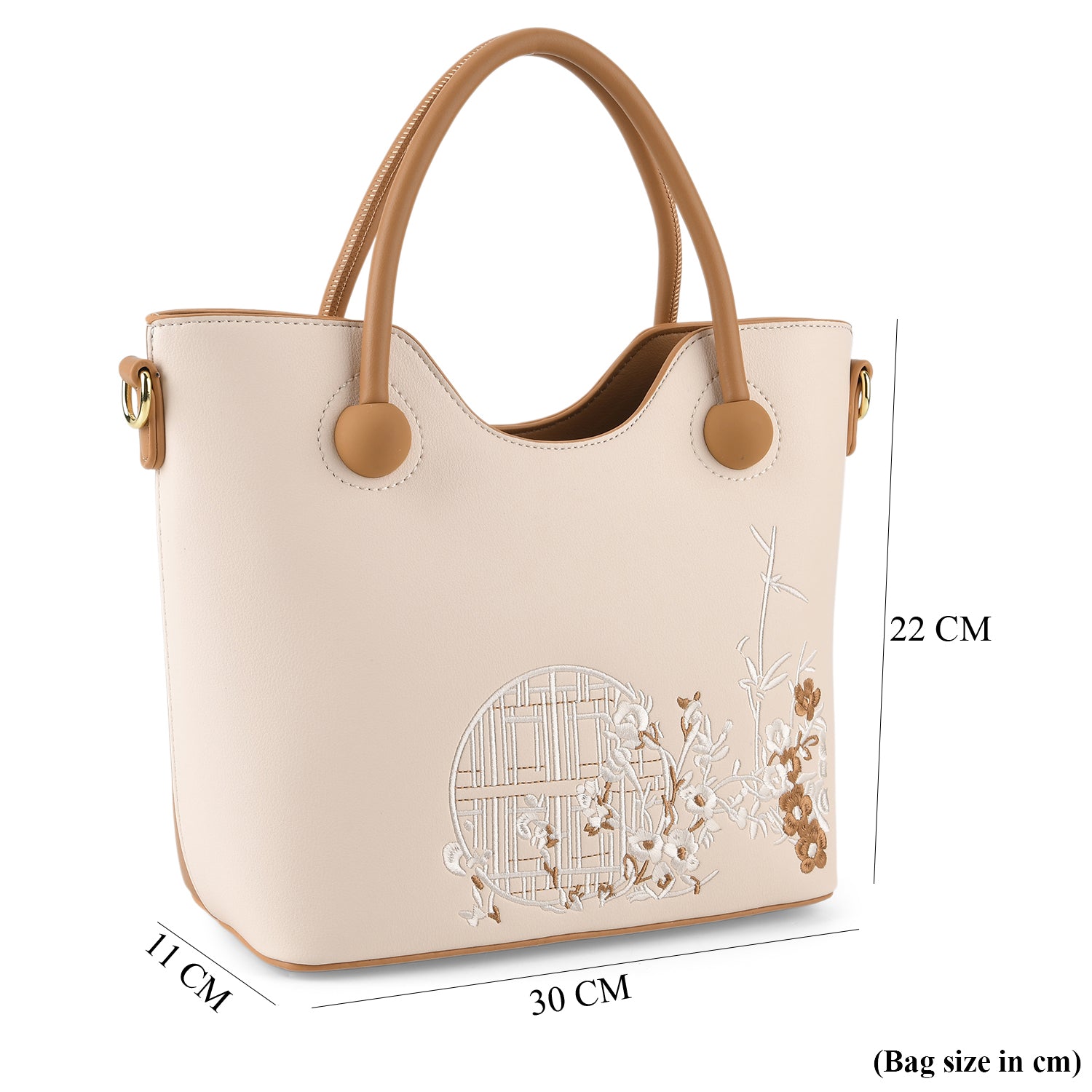 Designer Inspired Tote Handbag with Shoulder Strap - Brown &amp; White V32519986 8