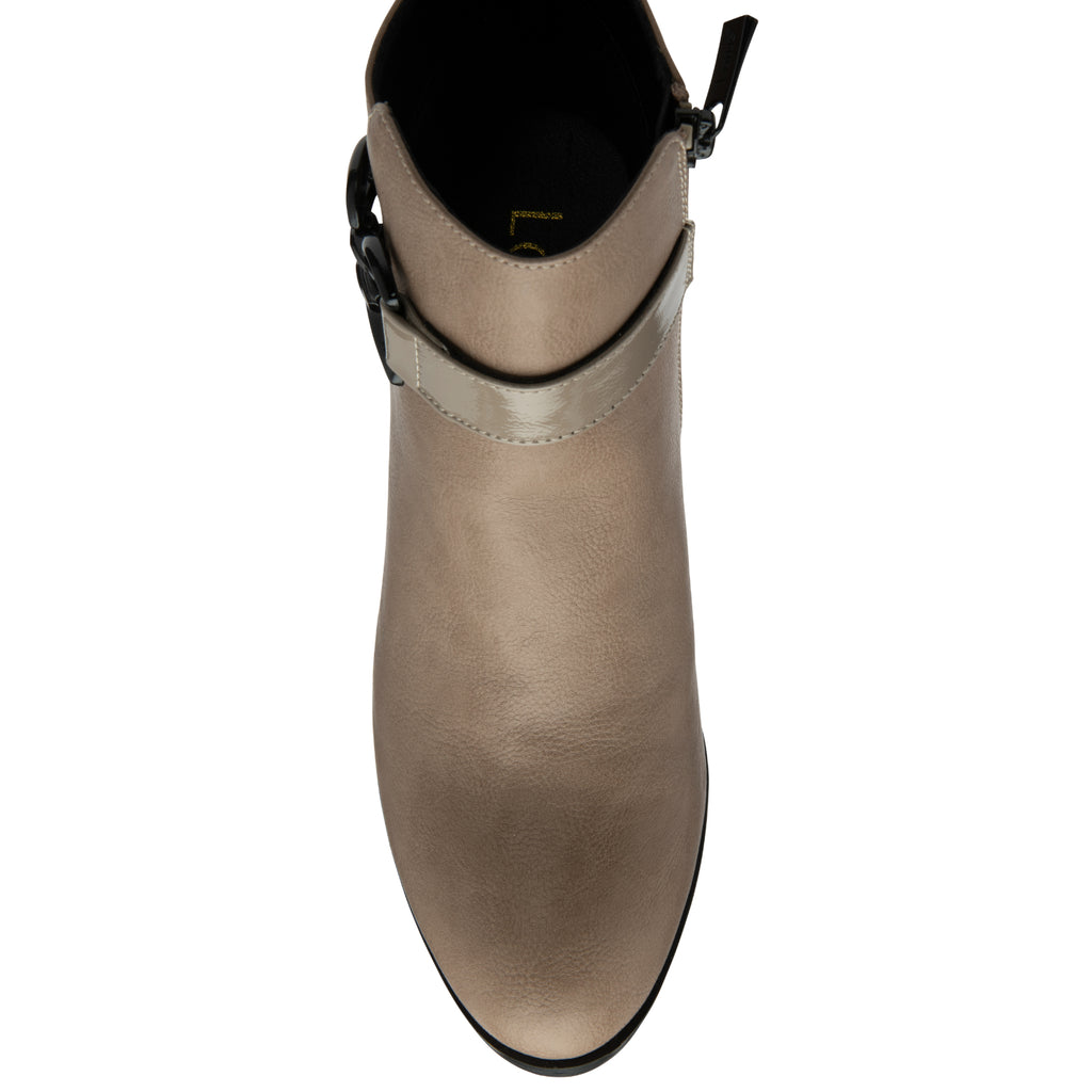 Lotus Amarin Block Heel Ankle Boots With Metallic Chain Detail (Size 8) - Taupe_8439255_1