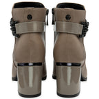 Lotus Amarin Block Heel Ankle Boots With Metallic Chain Detail (Size 8) - Taupe_8439255_3