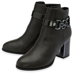Lotus Amarin Block Heel Ankle Boots With Metallic Chain Detail (Size 5) - Grey_8439258