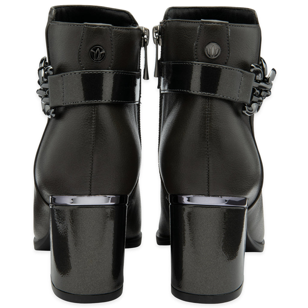 Lotus Amarin Block Heel Ankle Boots With Metallic Chain Detail (Size 5) - Grey_8439258_3