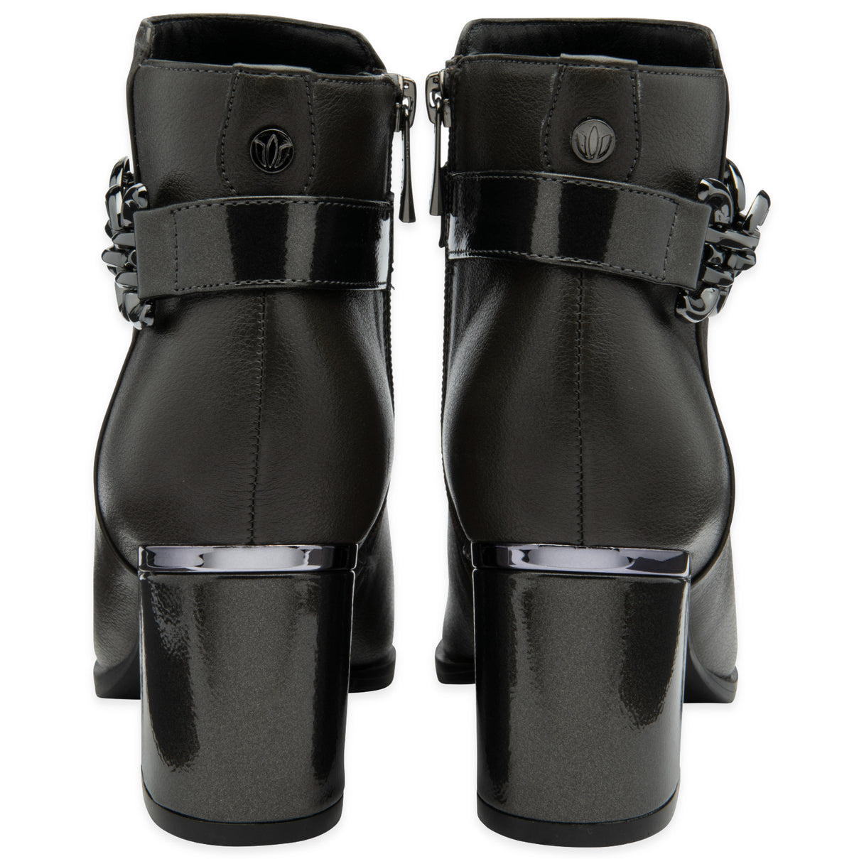 Lotus Amarin Block Heel Ankle Boots With Metallic Chain Detail (Size 5) - Grey V32515558 3